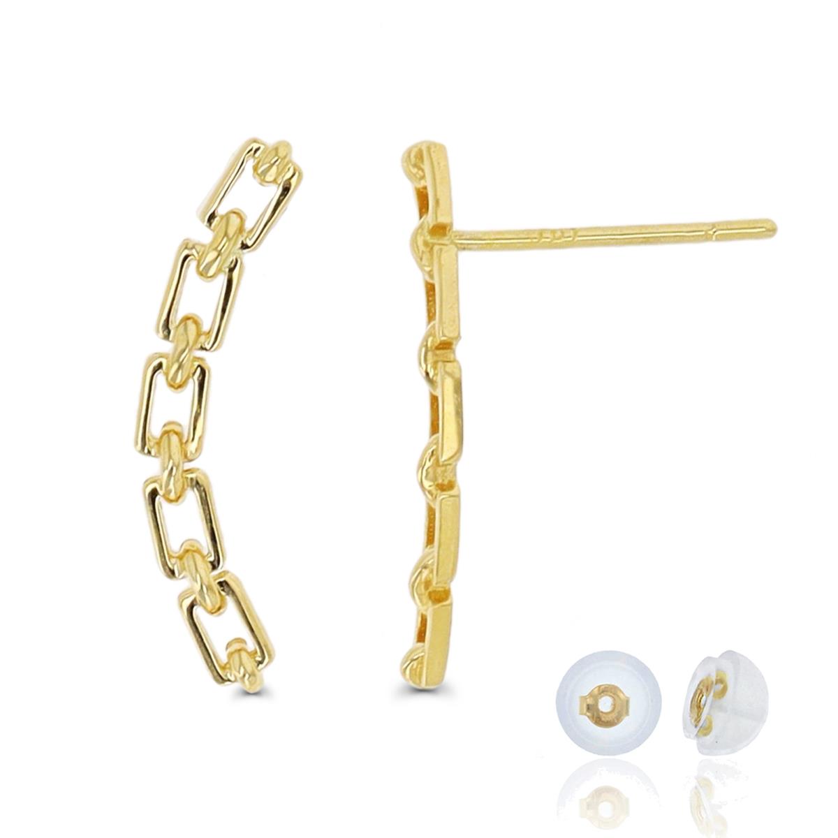 14K Yellow Gold Chain Ear Crawler with Silicone Back
