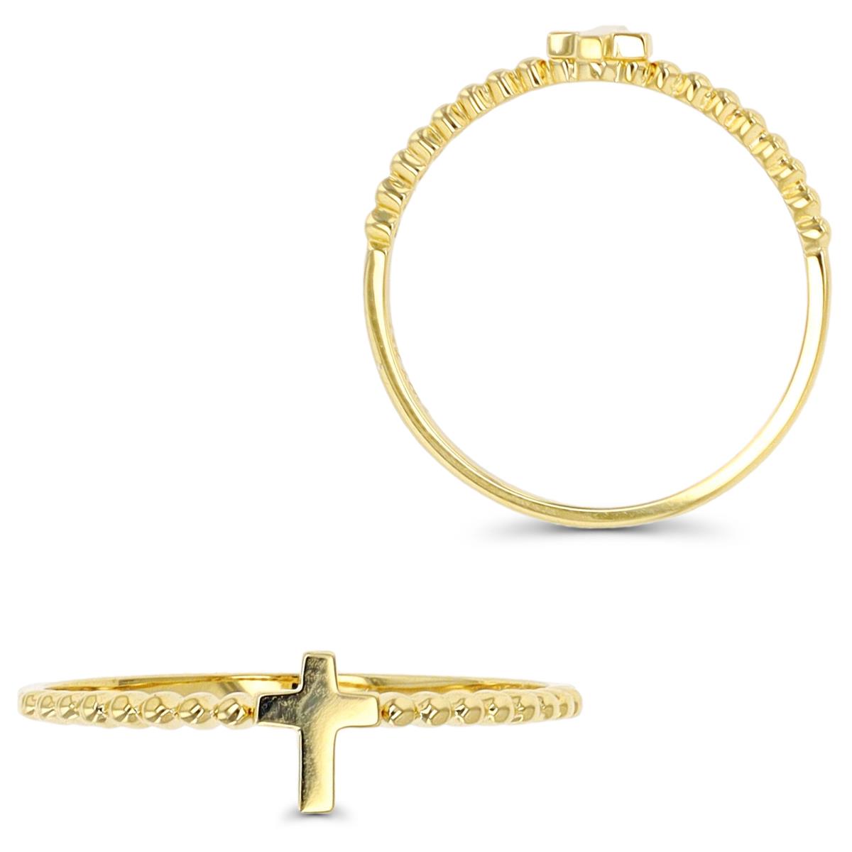 14K Yellow Gold Cross Bubble Ring