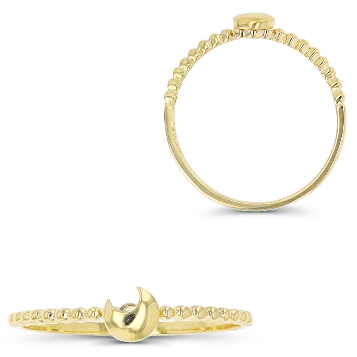 14K Yellow Gold Crescent Moon Bubble Ring
