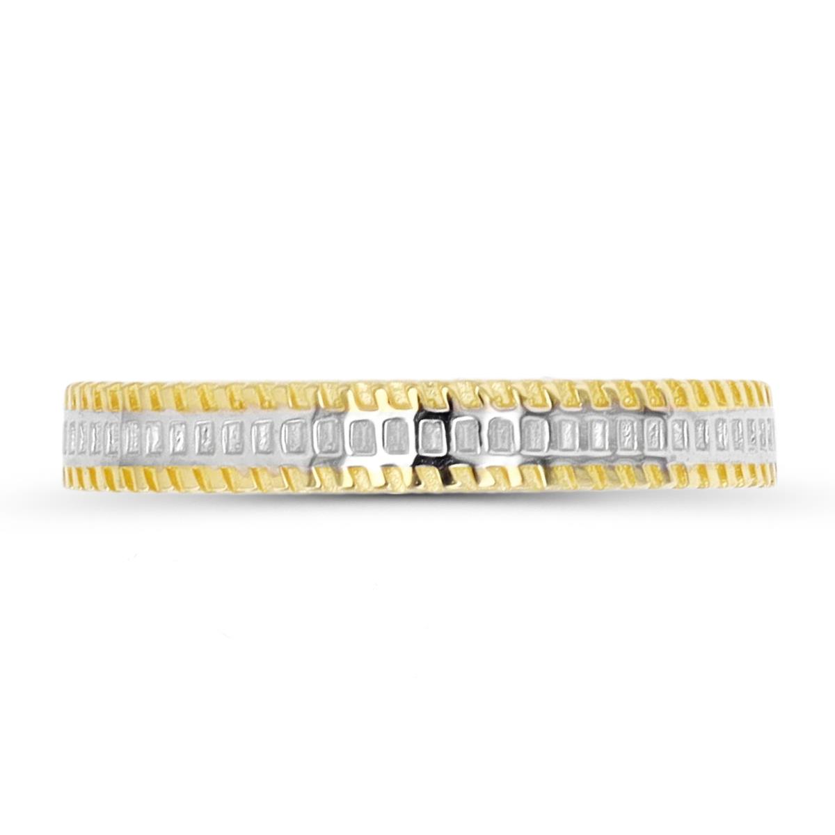 14K Two-Tone Gold Grooved Ring