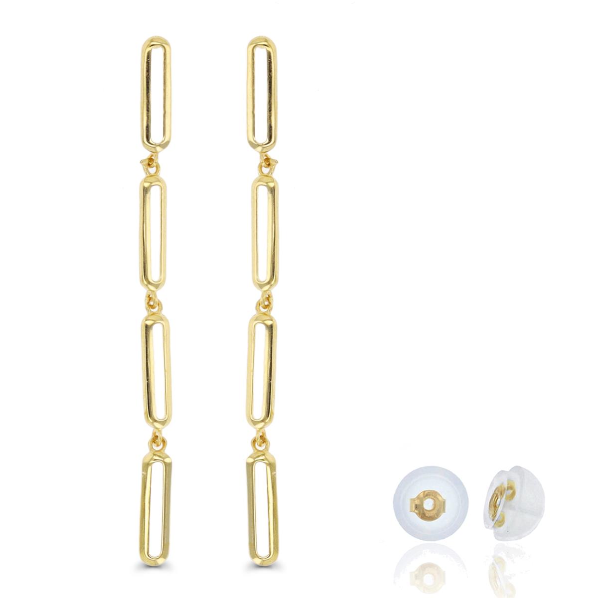 10K Yellow Gold Links Dangling Earring with Silicone Back