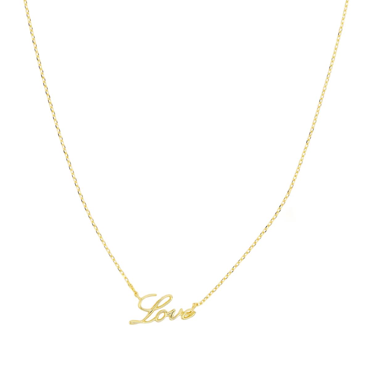 10K Yellow Gold "Love" Heart 18" Necklace