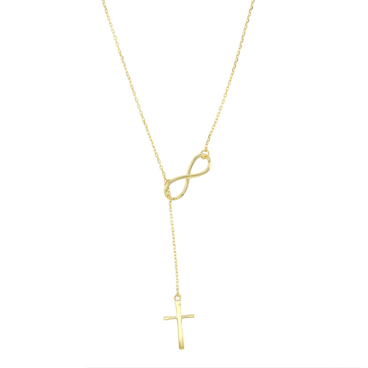 10K Yellow Gold Adjustable Infinity/Cross 18" Necklace