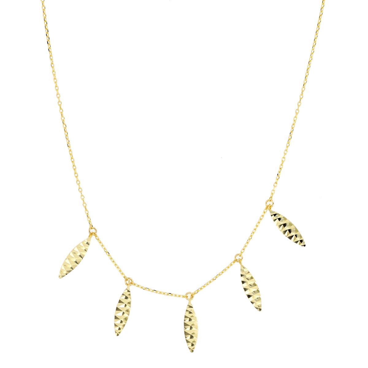 14K Yellow Gold Dangling Diamond Cut 18" Necklace