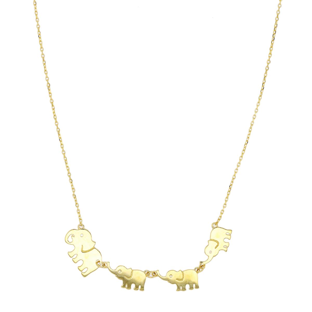 10K Yellow Gold Elephant Family 18" Necklace