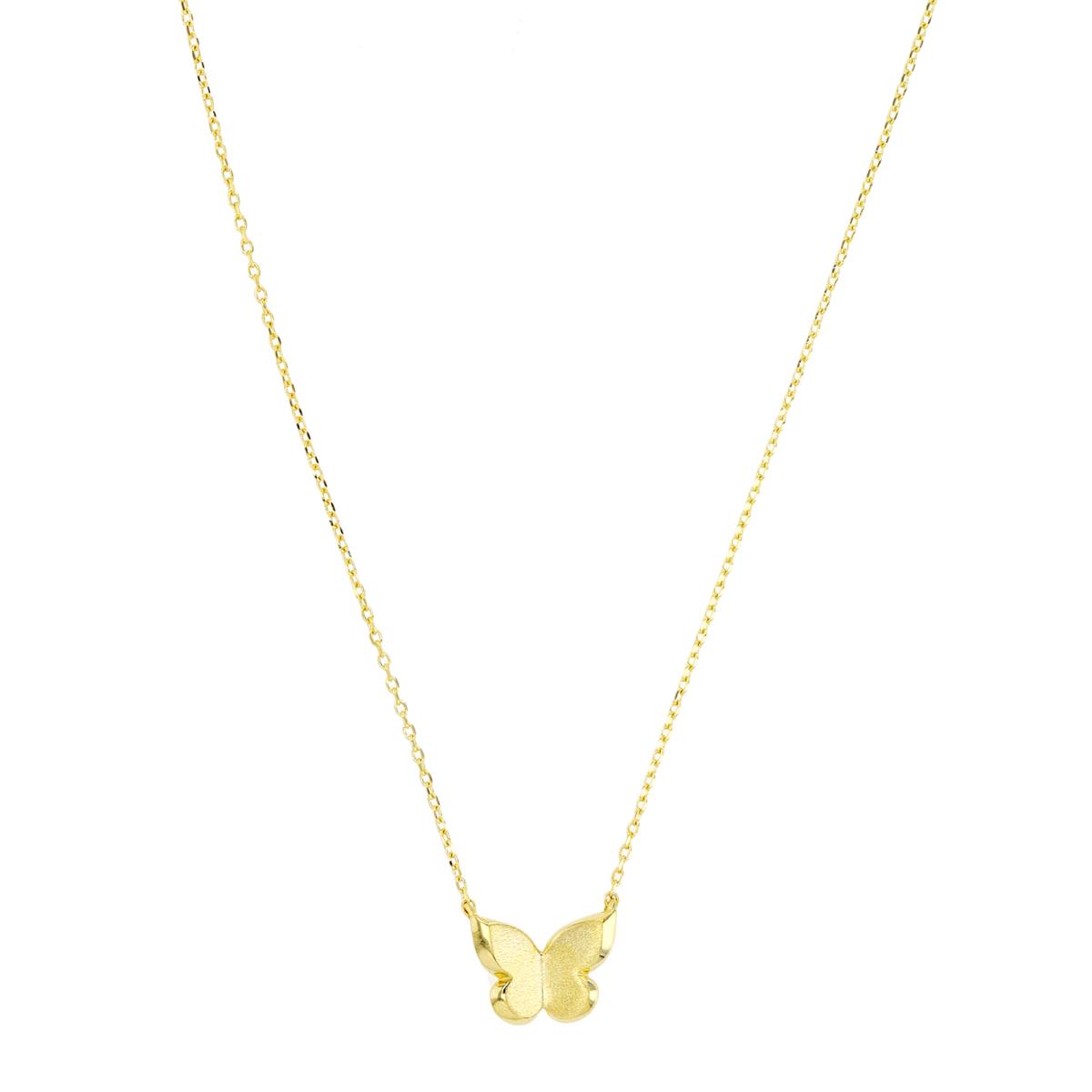 14K Yellow Gold Satin Butterfly 18" Necklace