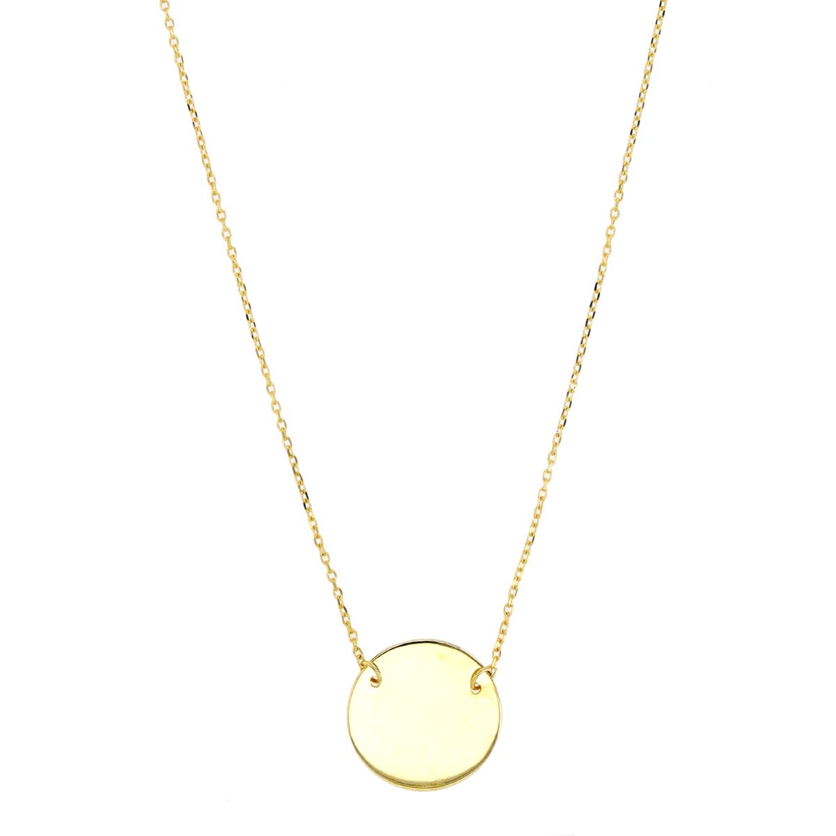 10K Yellow Gold Engraveable Circle 18" Necklace