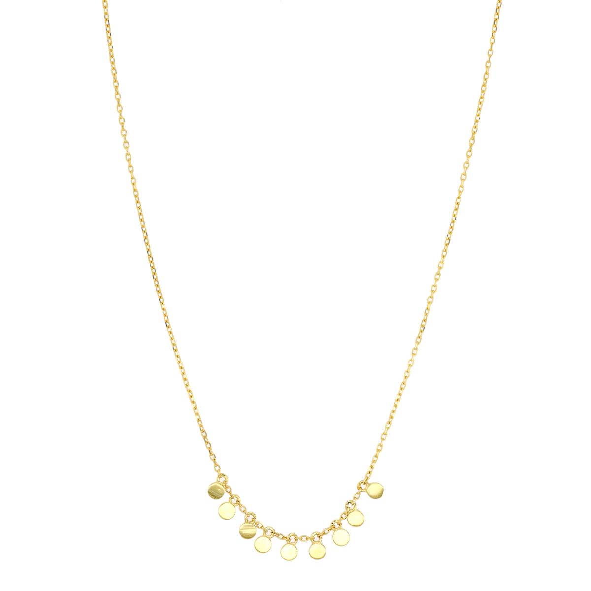 10K Yellow Gold Dangling Circles 18" Necklace