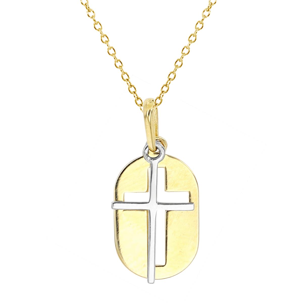14K Two-Tone Gold Cross Cutout 18" Necklace
