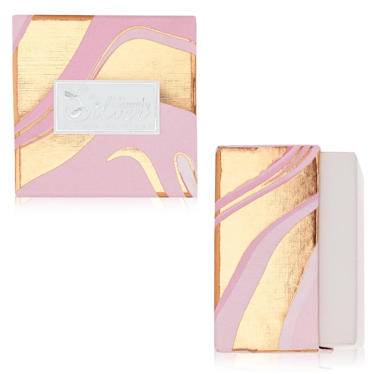 Simply Silver Simply Brilliant 2 Piece 64x64x43mm Rose Waves Box