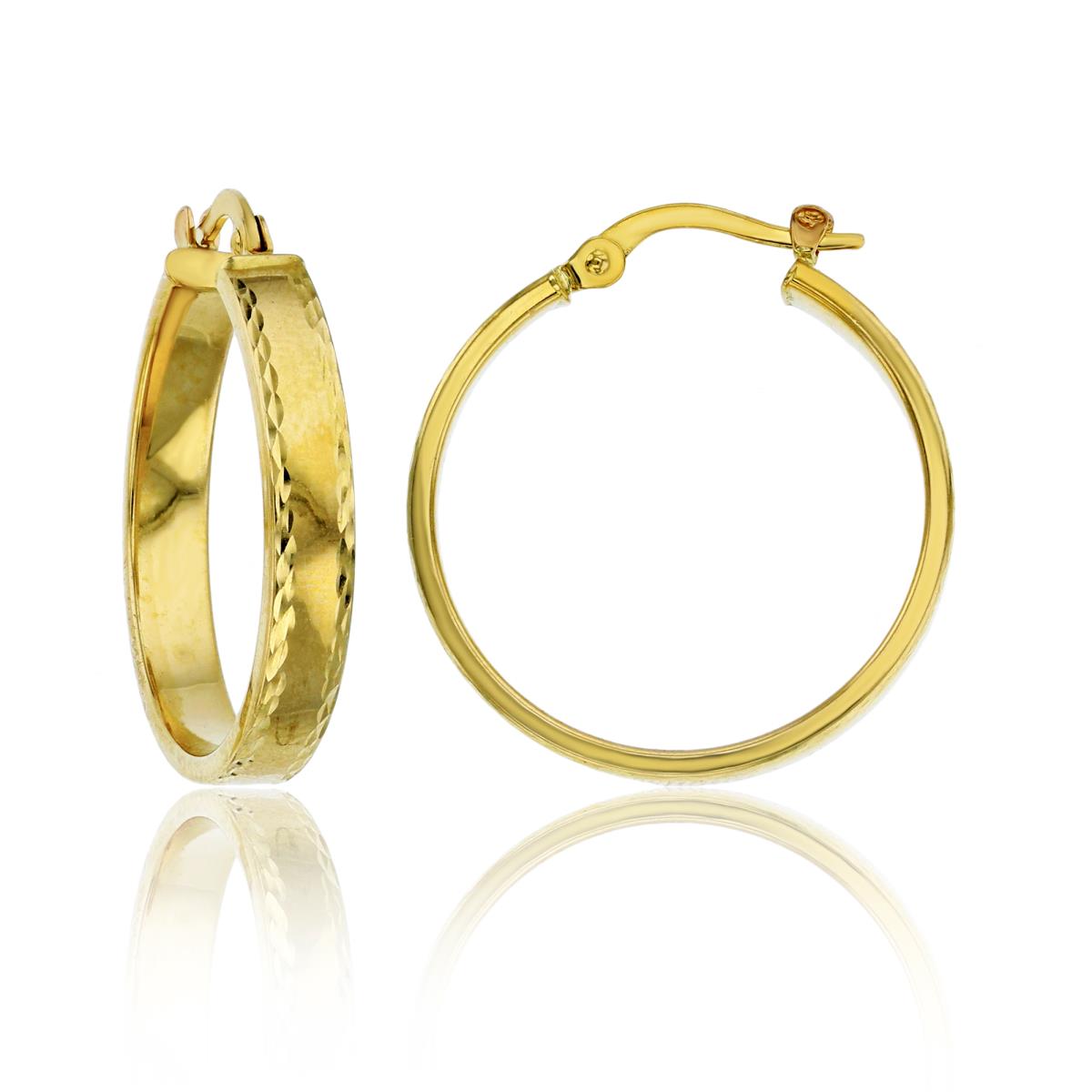 10K Yellow Gold Diamond Cut 4x20mm Hoop Earring