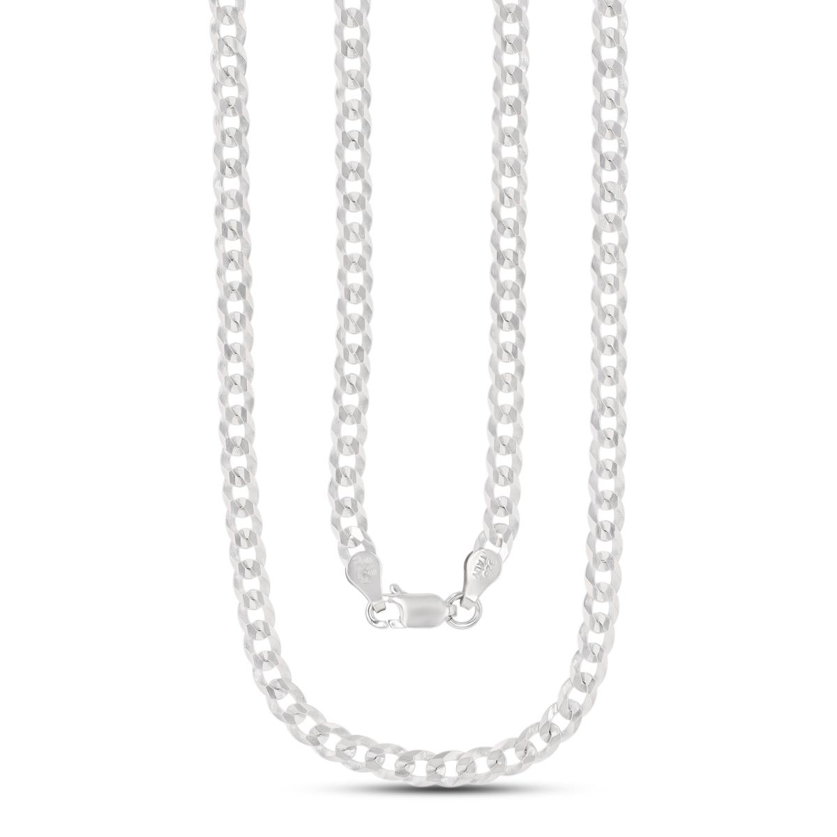Sterling Silver E-Coat DC 4mm 100 Curb Pave 22"Chain 