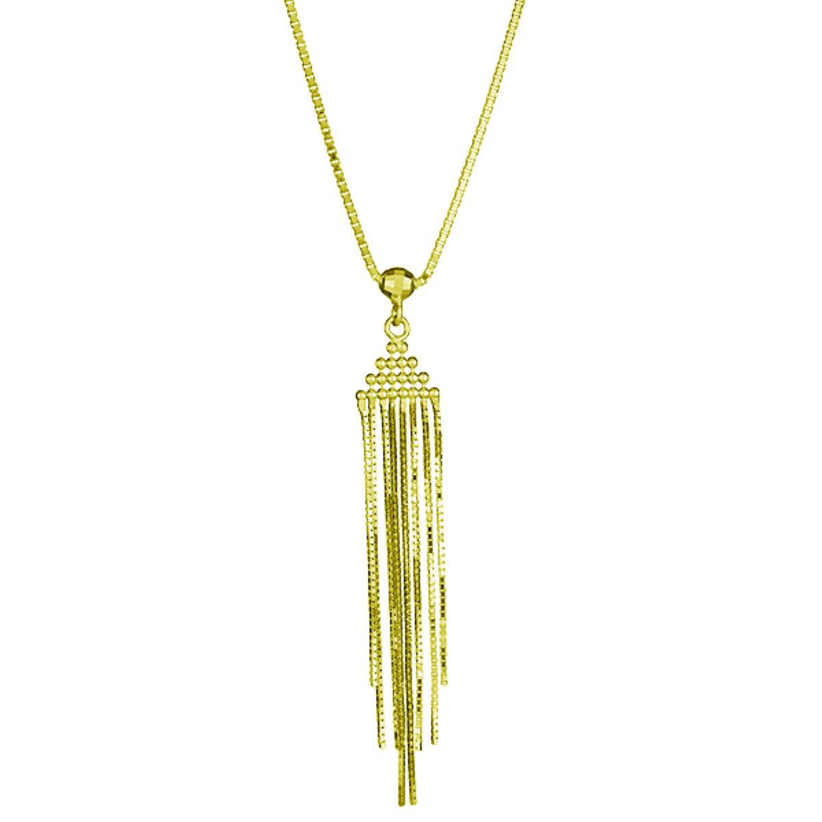 10K Yellow Gold Beaded Chain Tassel Dangling 18" Necklace