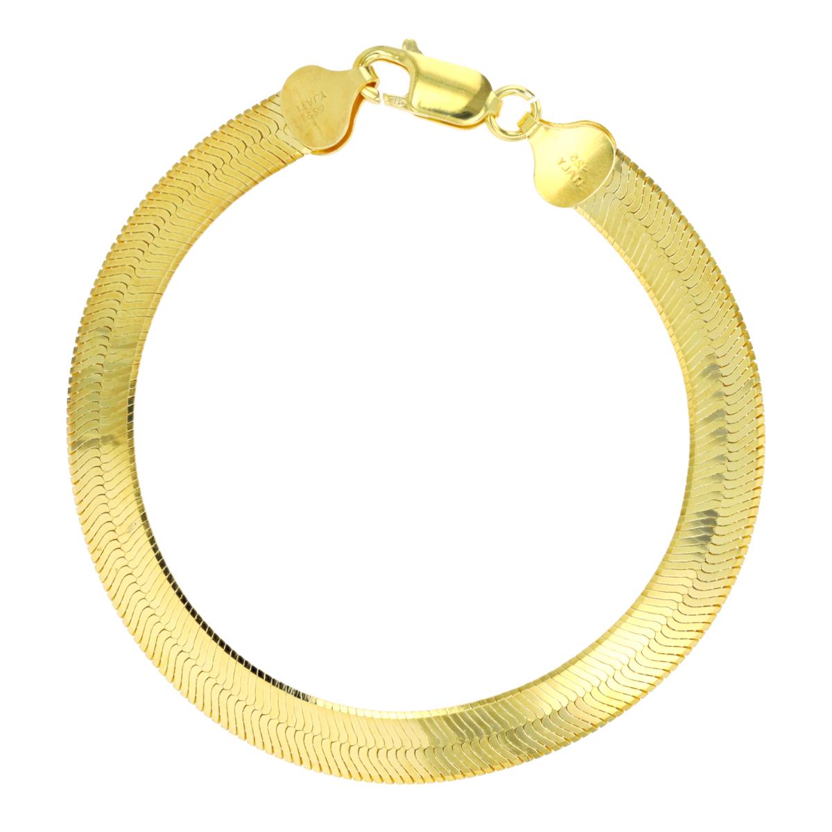 Sterling Silver Yellow 6.70mm 069 Herringbone 8" Chain Bracelet