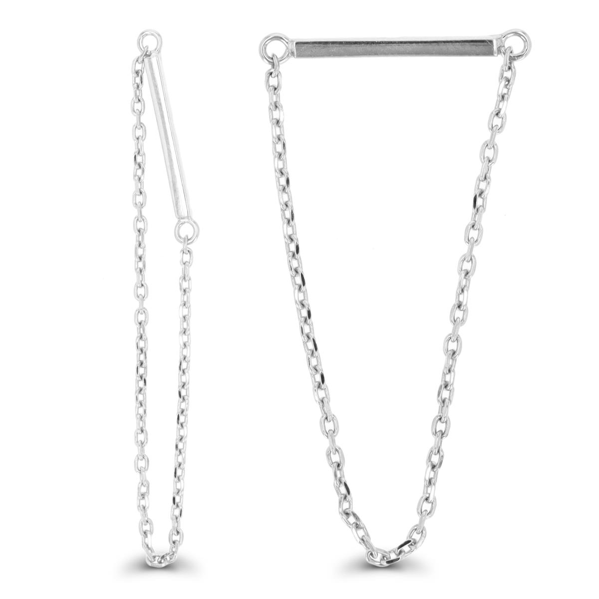 Sterling Silver Silver Plated 40x20mm Polished Dangling Earring