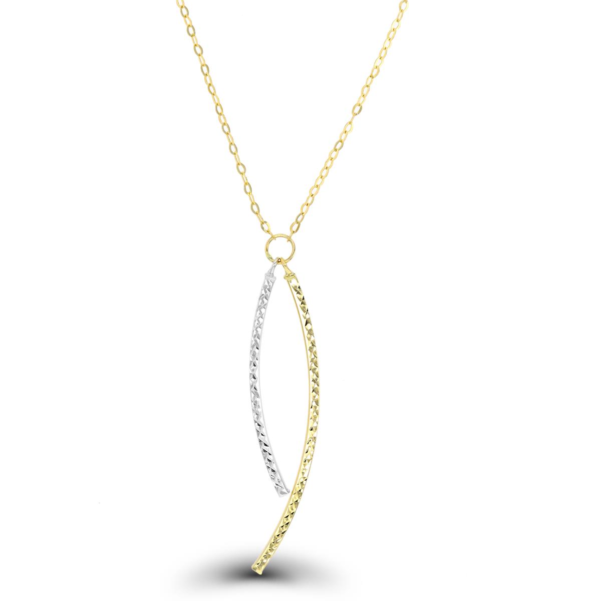 14K Two-Tone Gold DC Curved Bar 18" Necklace