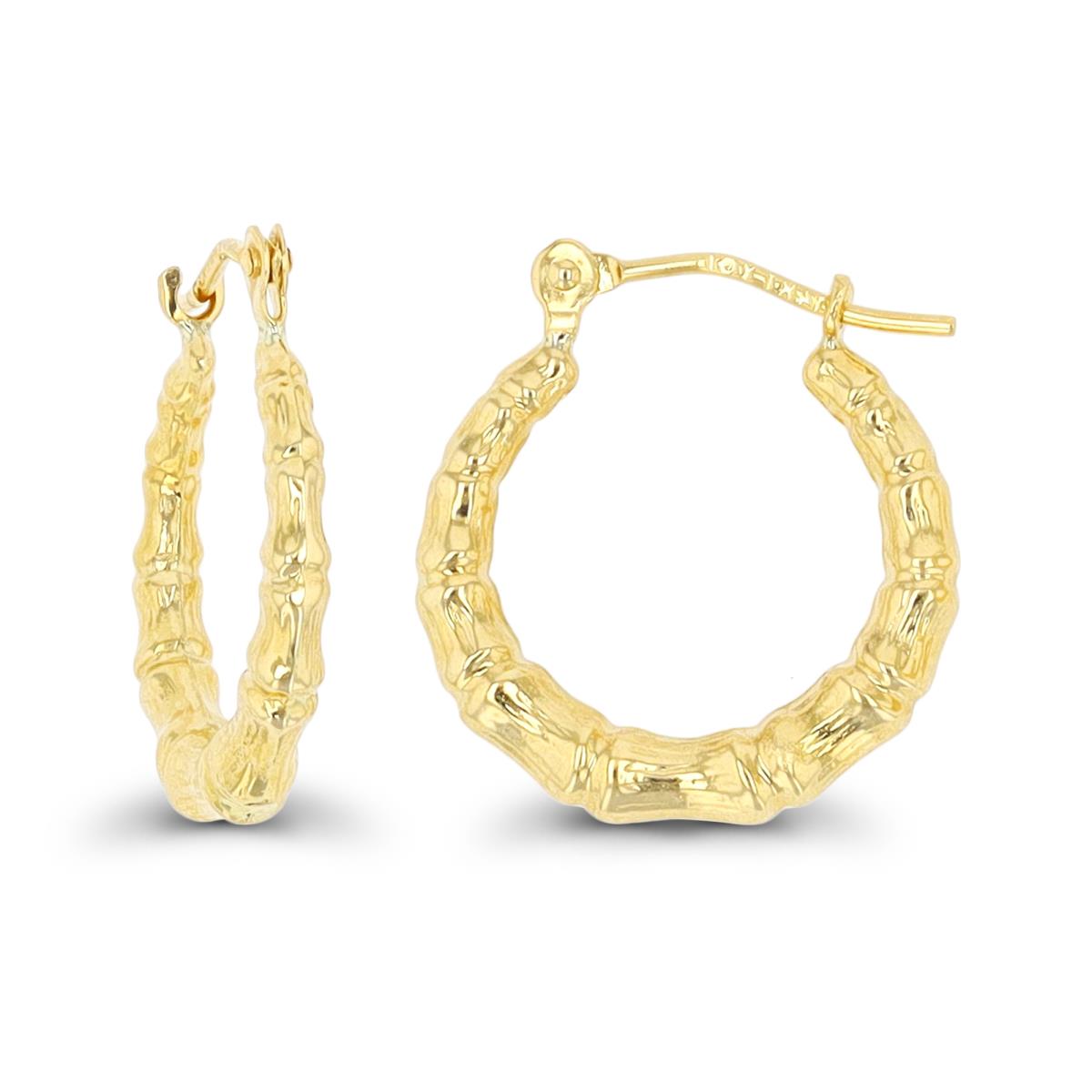 10K Yellow Gold 16x2.6mm Bamboo Hoop Earring
