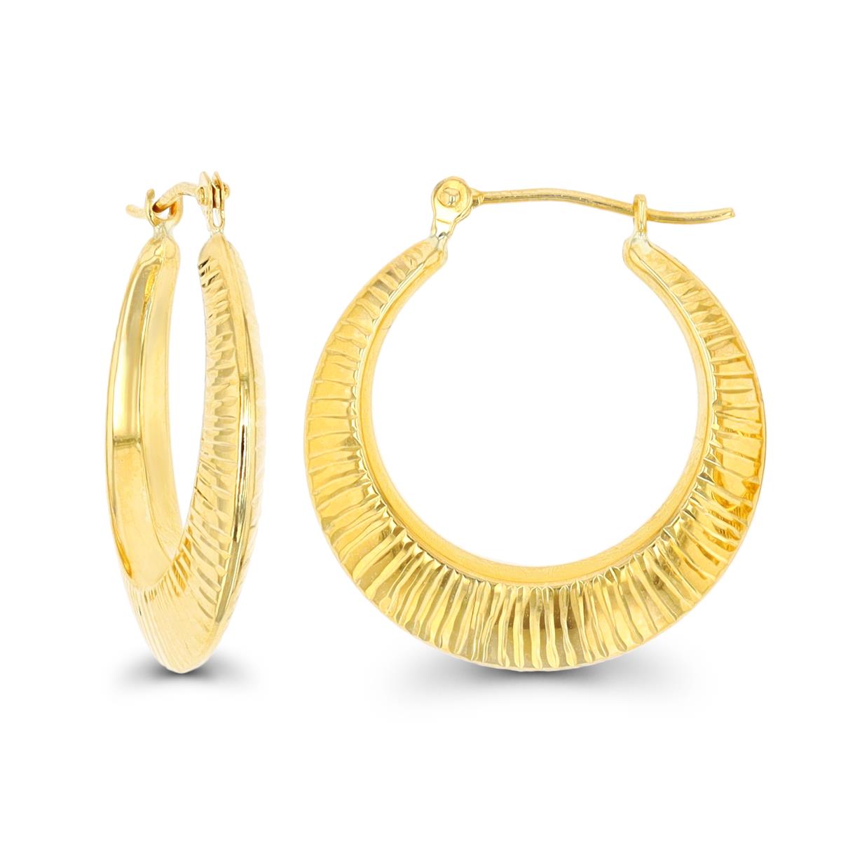10K Yellow Gold 23x4mm Diamond Cut Graduated Hoop Earring