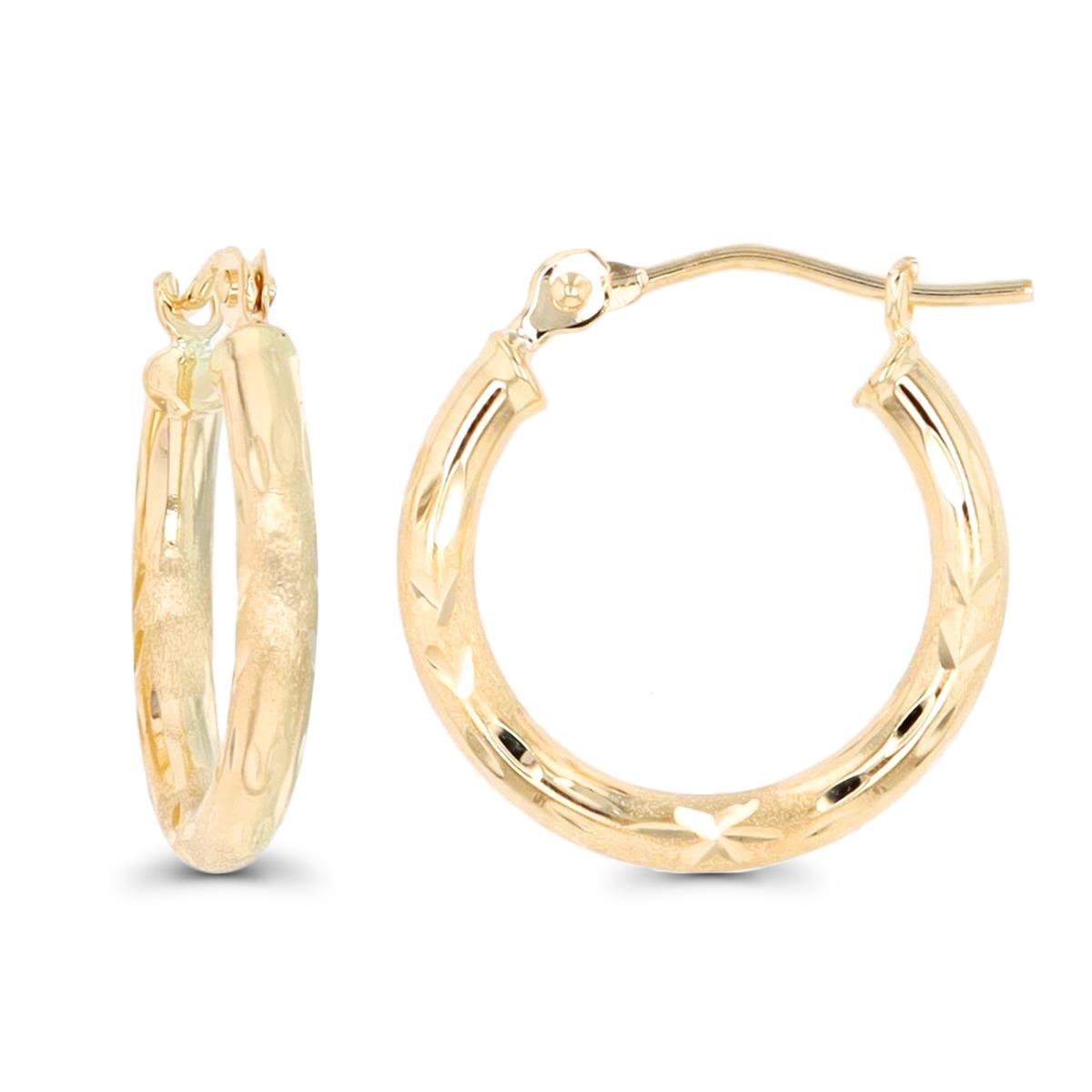 10K Yellow Gold 15x2mm Polished & DC Hoop Earring