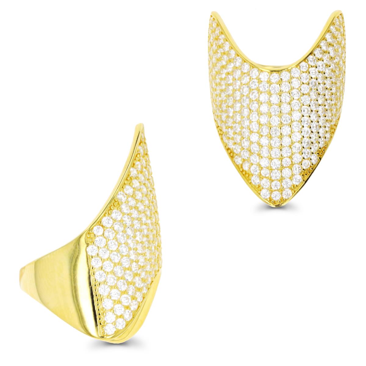 Sterling Silver Yellow Micropave Arrow Head Fashion Ring