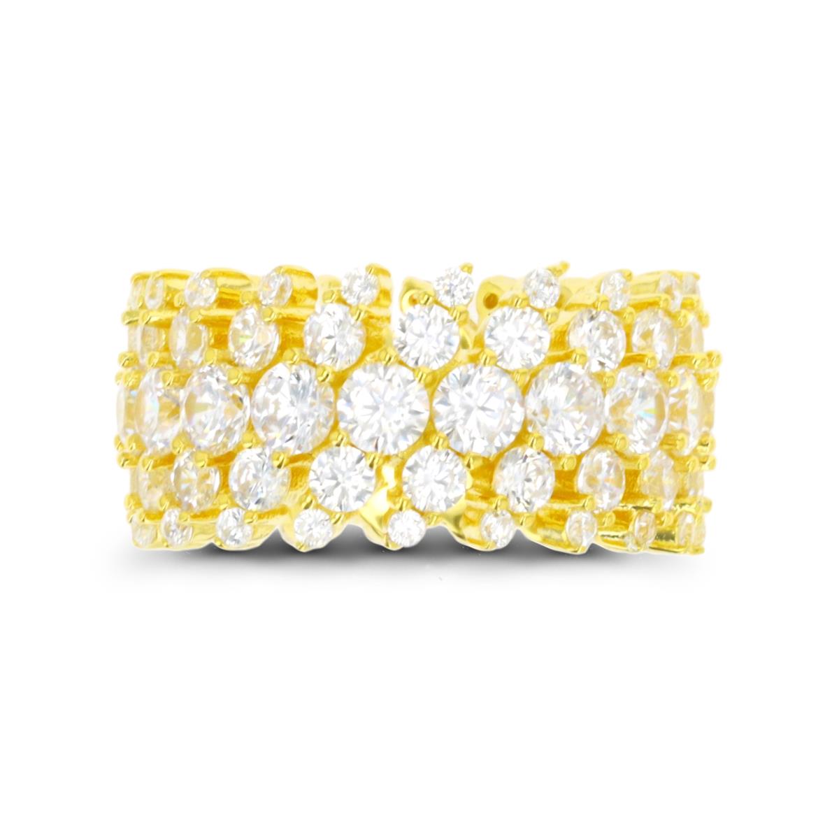 Sterling Silver Yellow 1-Micron Tilted Eternity Ring