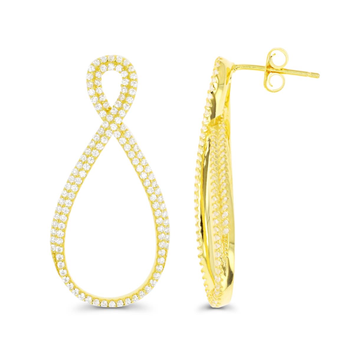 Sterling Silver Yellow Paved "Infinity" Dangling Earring