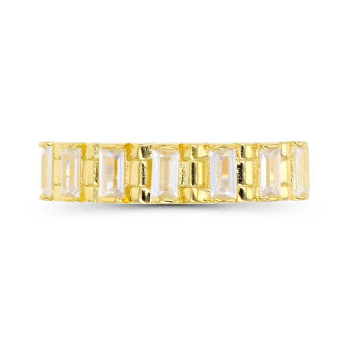 Sterling Silver Yellow 1-Micron Baguette CZ Band Ring