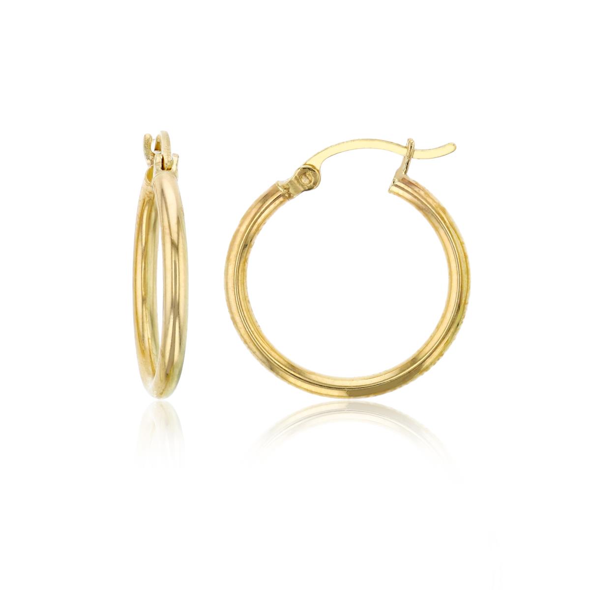 14K Yellow Gold 2x10MM Polished Hoop Earring