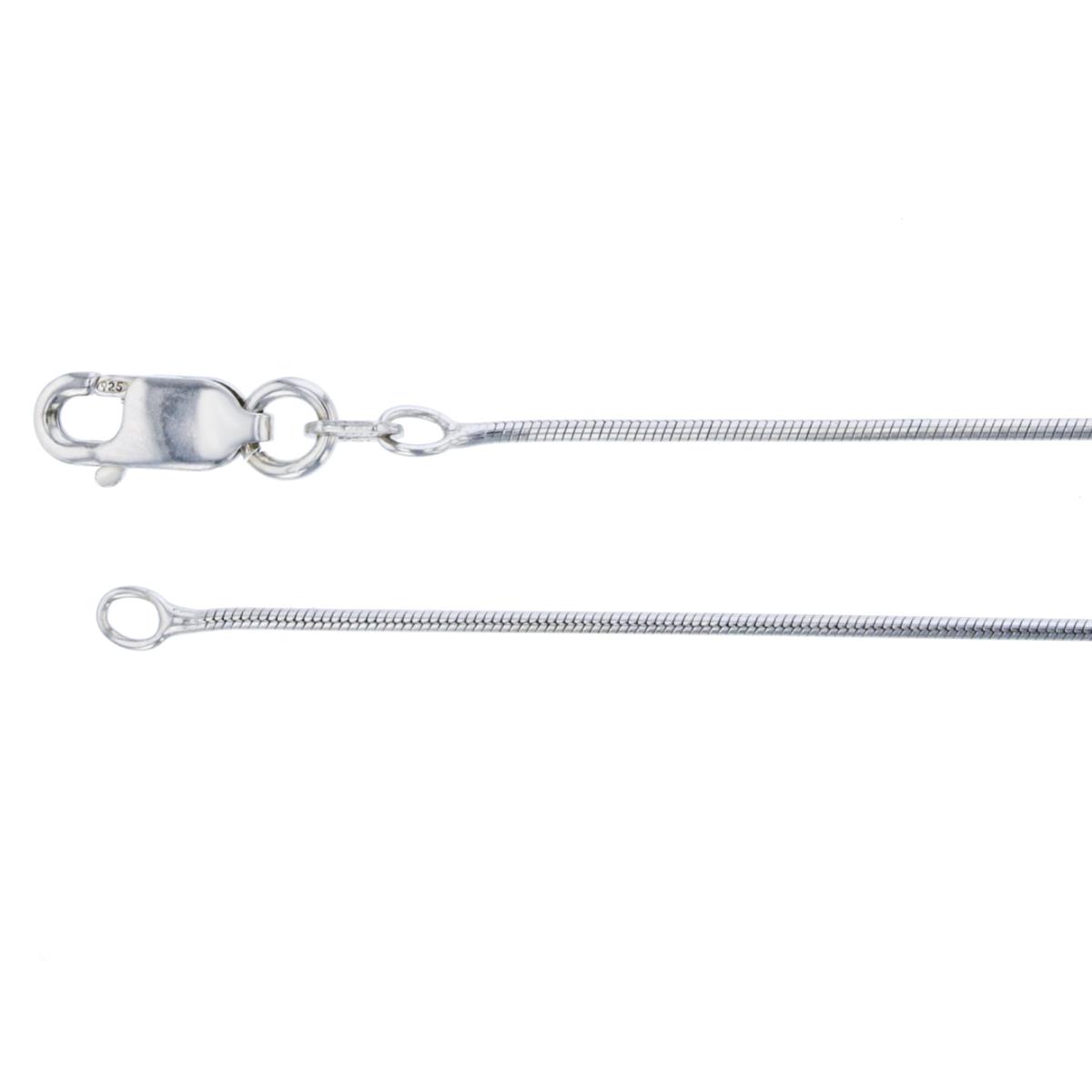 Sterling Silver Anti-Tarnish 0.90mm 16" Round Snake 020 Chain
