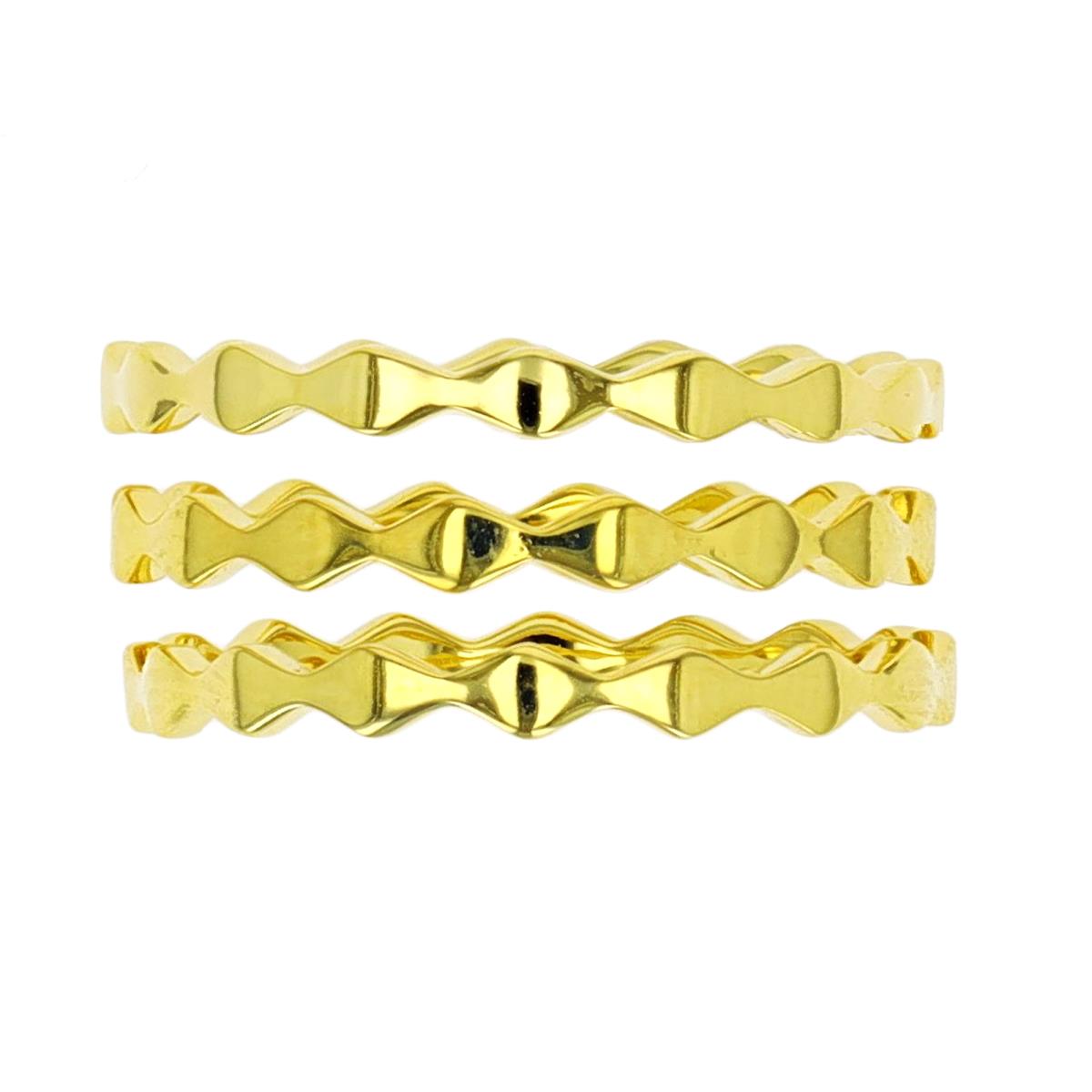 Sterling Silver Yellow 1-Micron Rhombus Triple Stack Ring