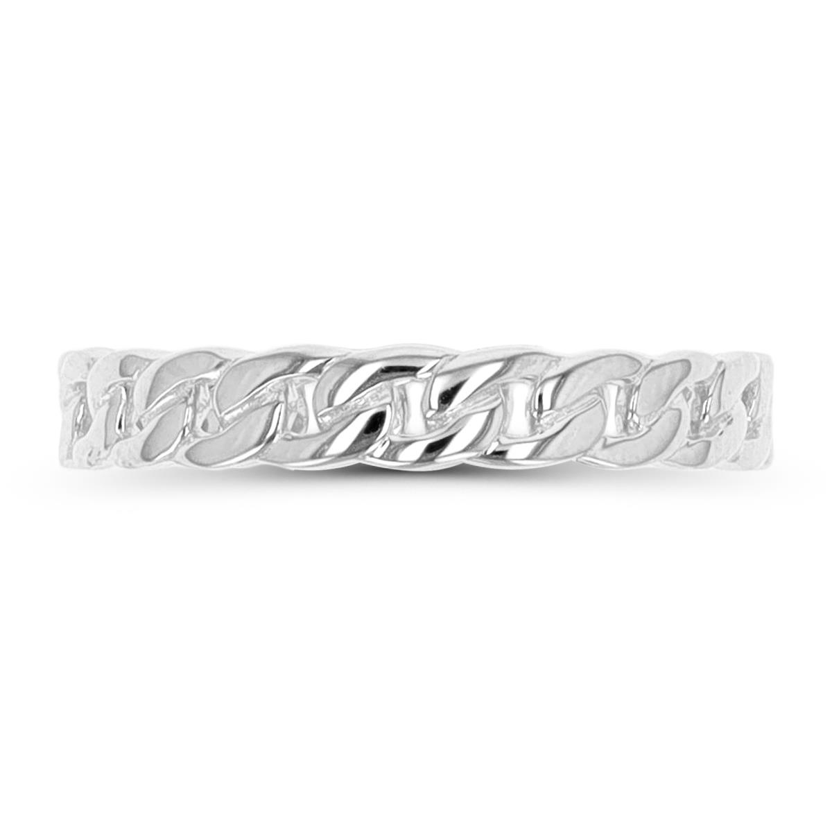 Sterling Silver Rhodium Chain Band Ring