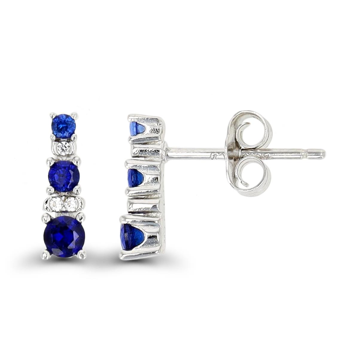 Sterling Silver Rhodium #113 Spinel/ Cr White Sapphire Drop Stud Earring
