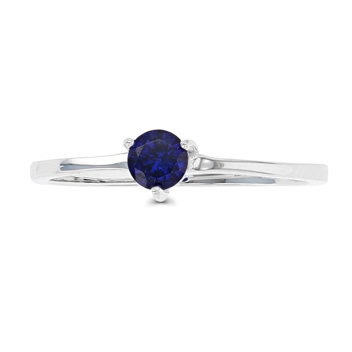 Sterling Silver Rhodium 4 mm RD #34 Blue Solitaire Ring