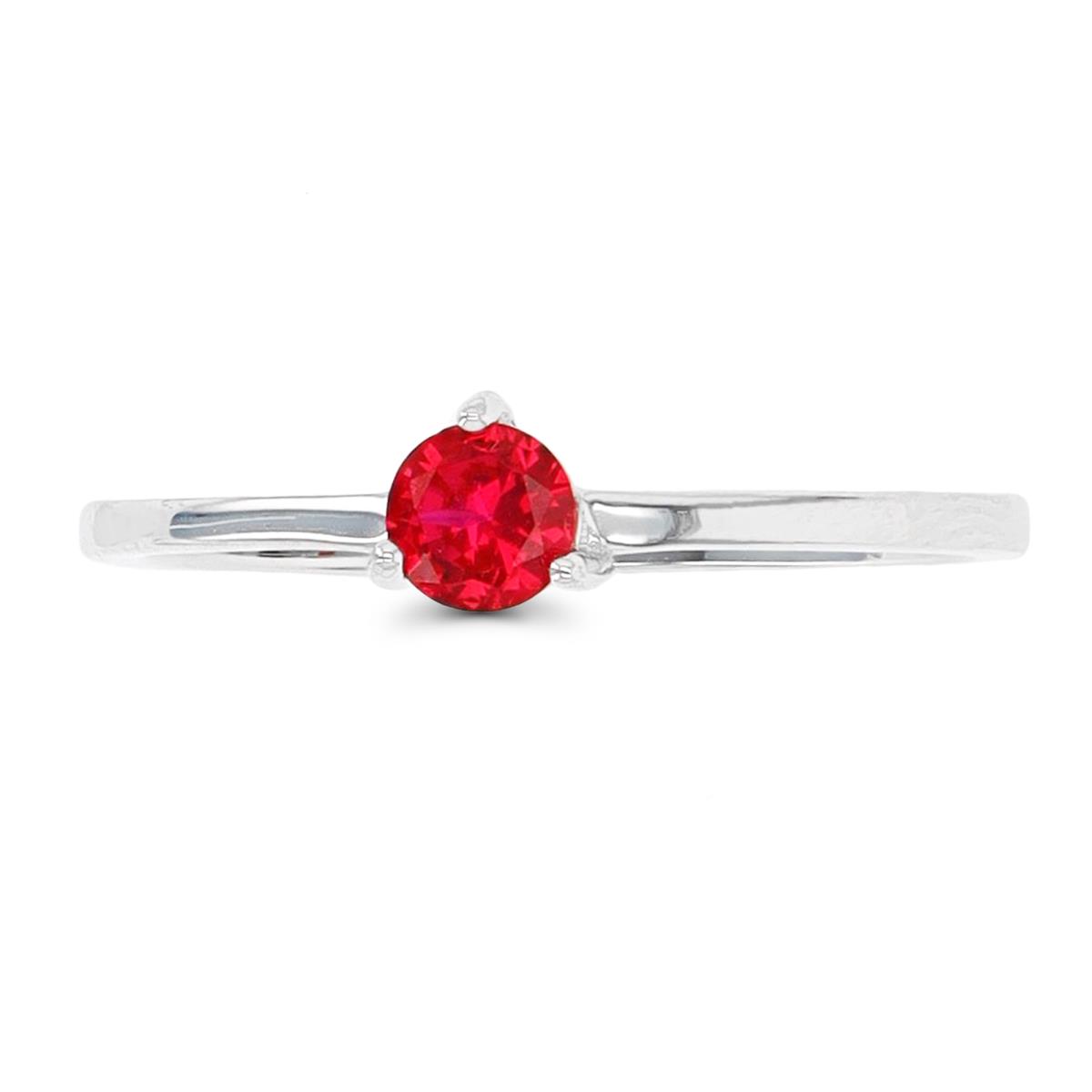 Sterling Silver Rhodium 4mm RD #8 Ruby Solitaire Ring