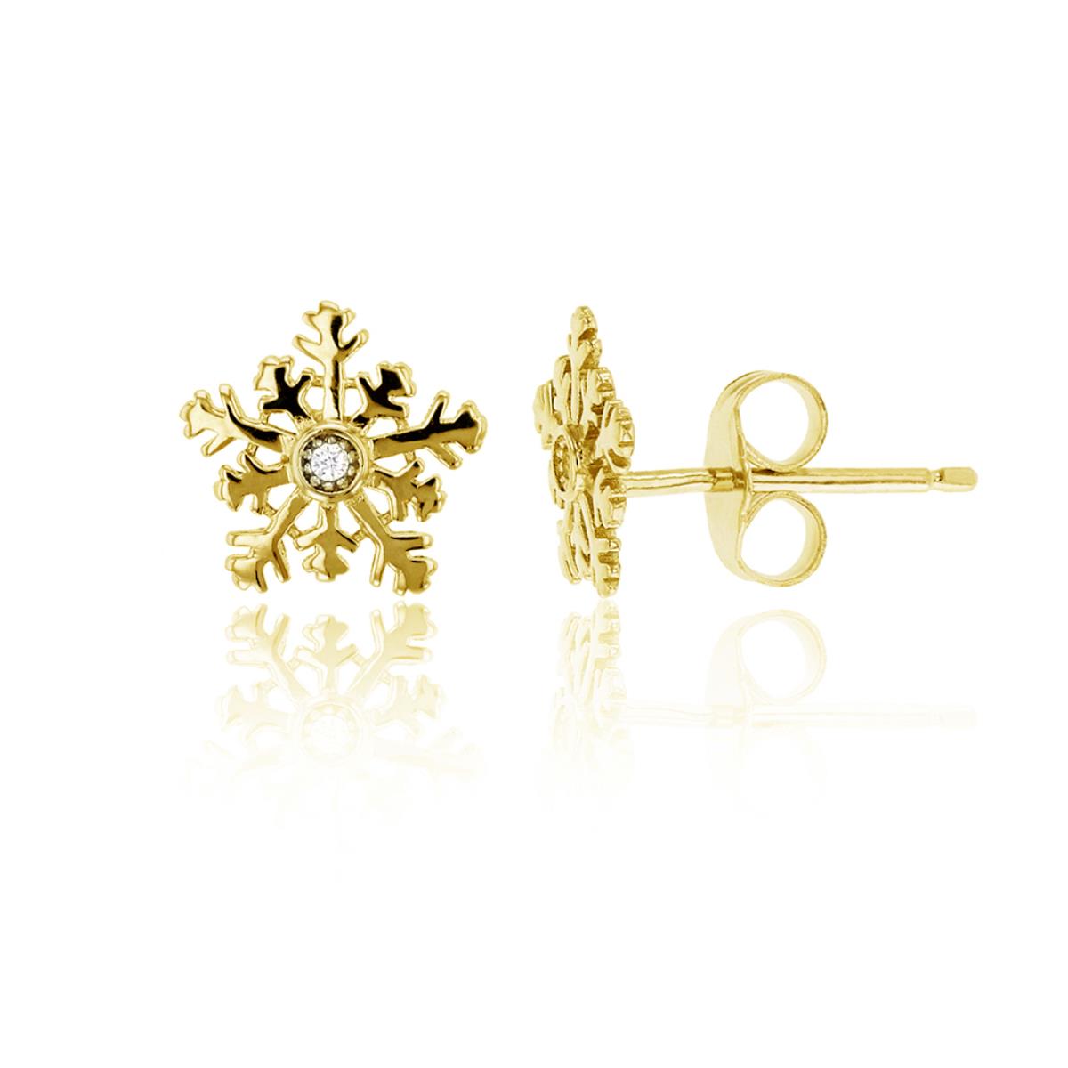 Sterling Silver Yellow 1.2mm Round CZ Snowflake Stud Earring