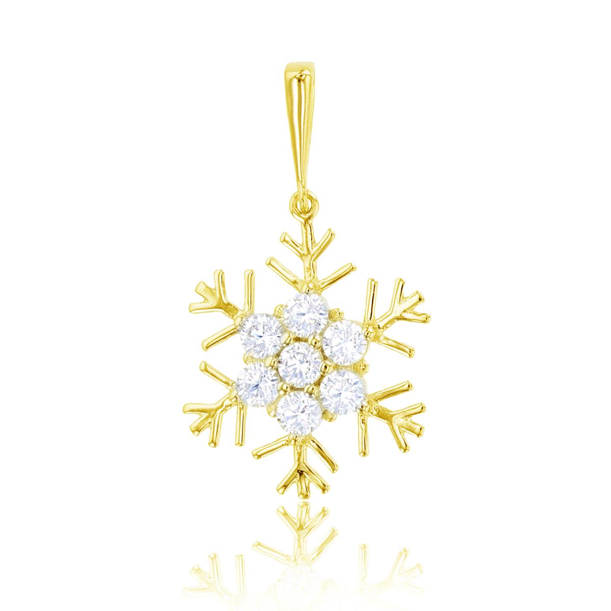 Sterling Silver Yellow 1-Micron Snowflake Pendant