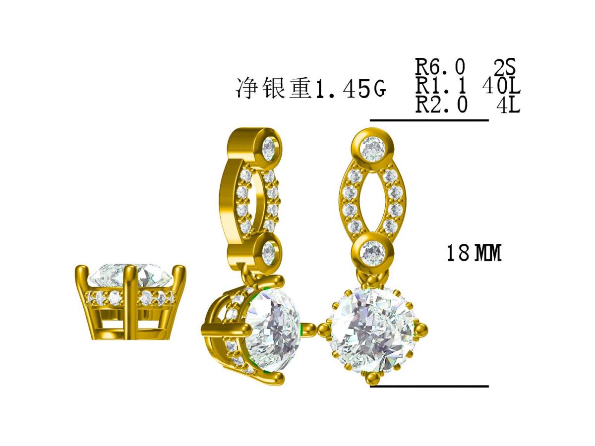 Sterling Silver+1Micron Rose Gold 6mm Rnd Morganite Center Nano & Rnd White CZ Infinity Earring