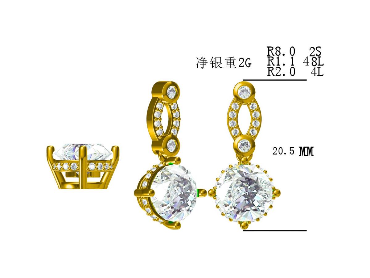 Sterling Silver+1Micron Rose Gold 8mm Rnd Morganite Center Nano & Rnd White CZ Infinity Earring