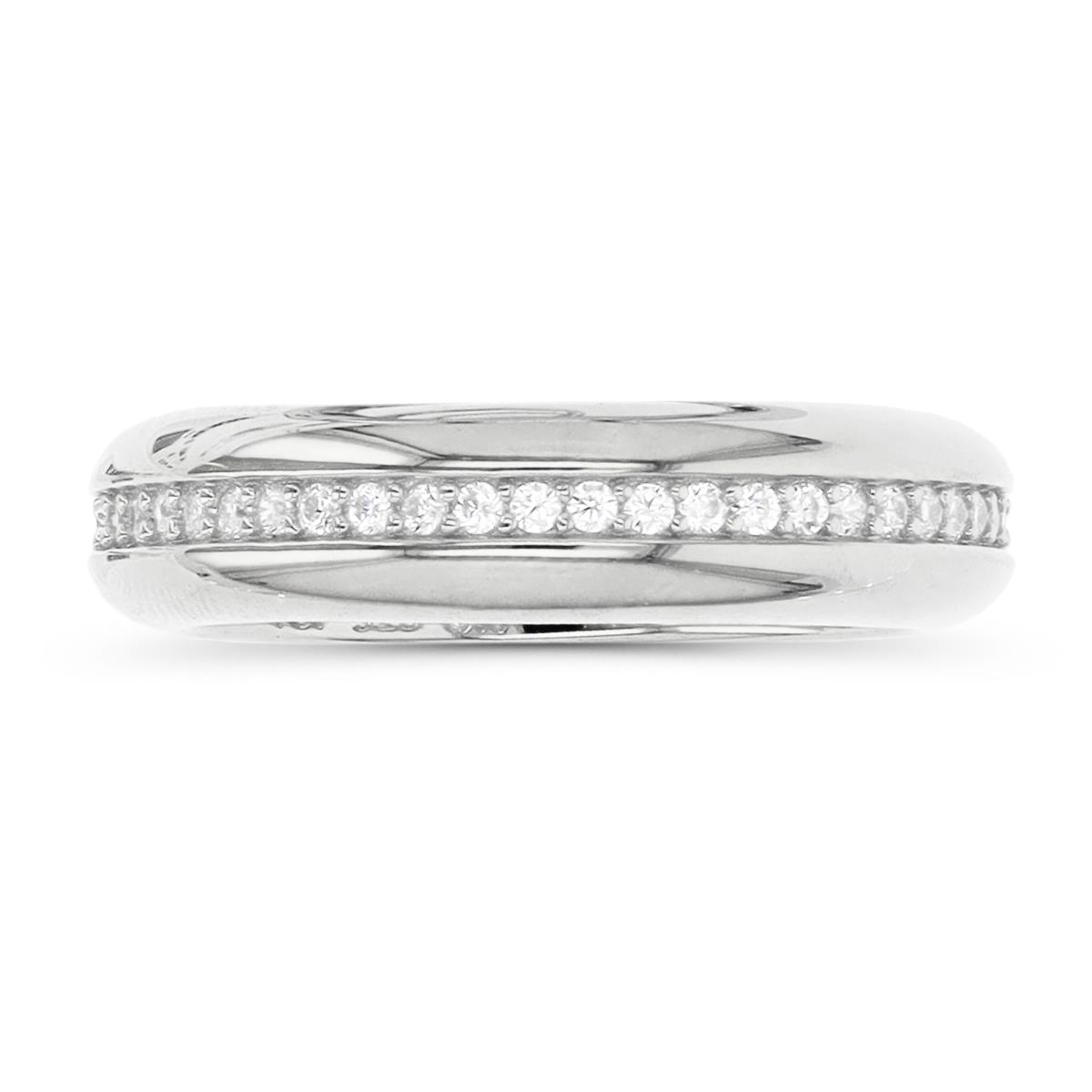 Sterling Silver Rhodium White Zircon Polished Eternity  Ring