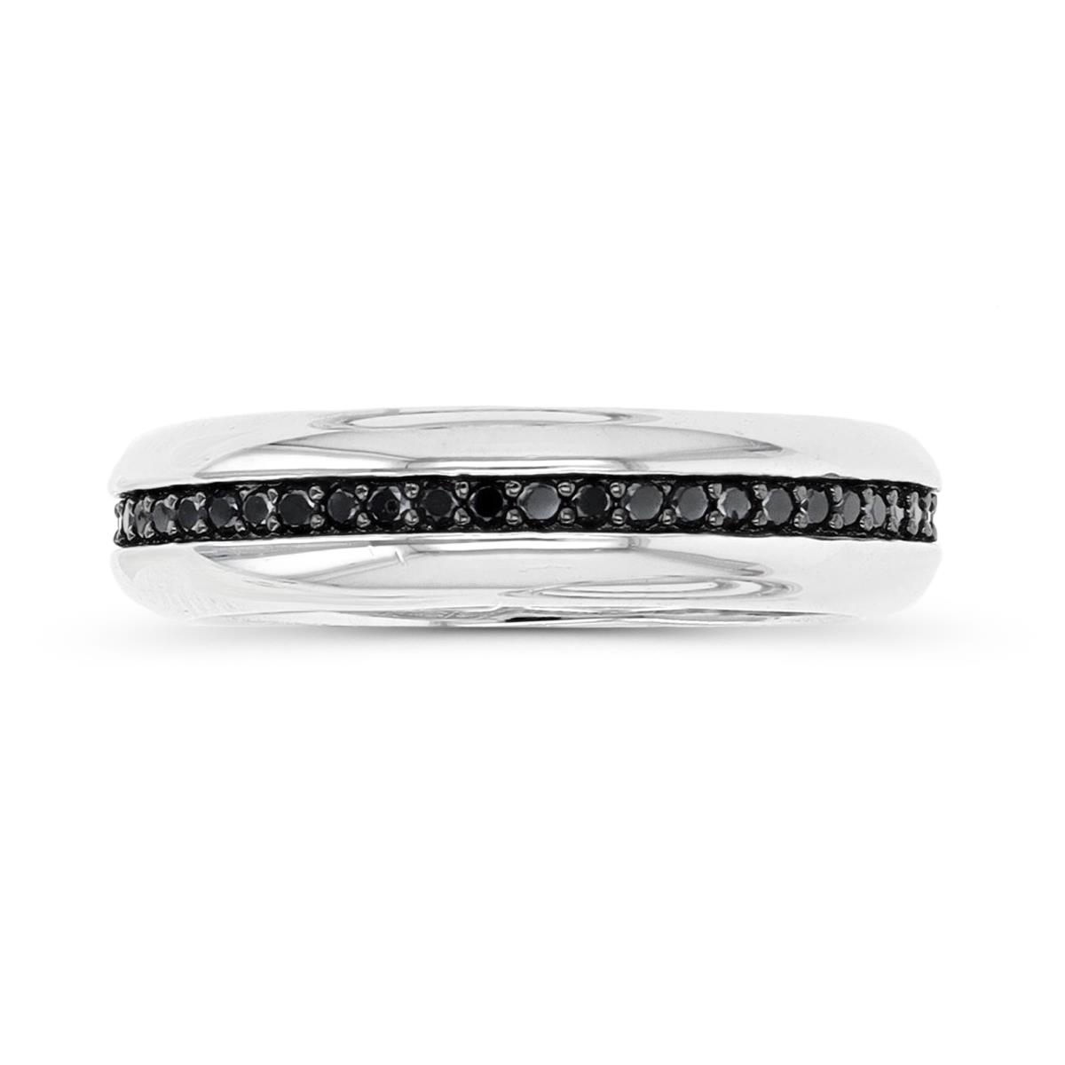 Sterling Silver Rhodium & Black  Black Spinel Polished Eternity  Ring