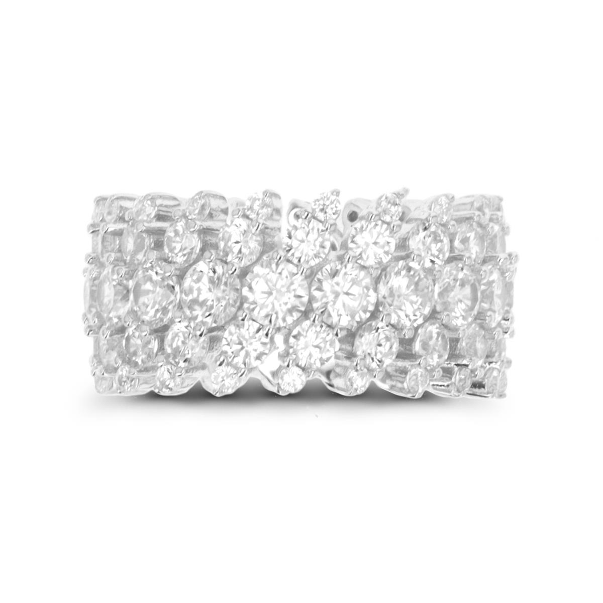 Sterling Silver Rhodium Tilted Eternity Ring