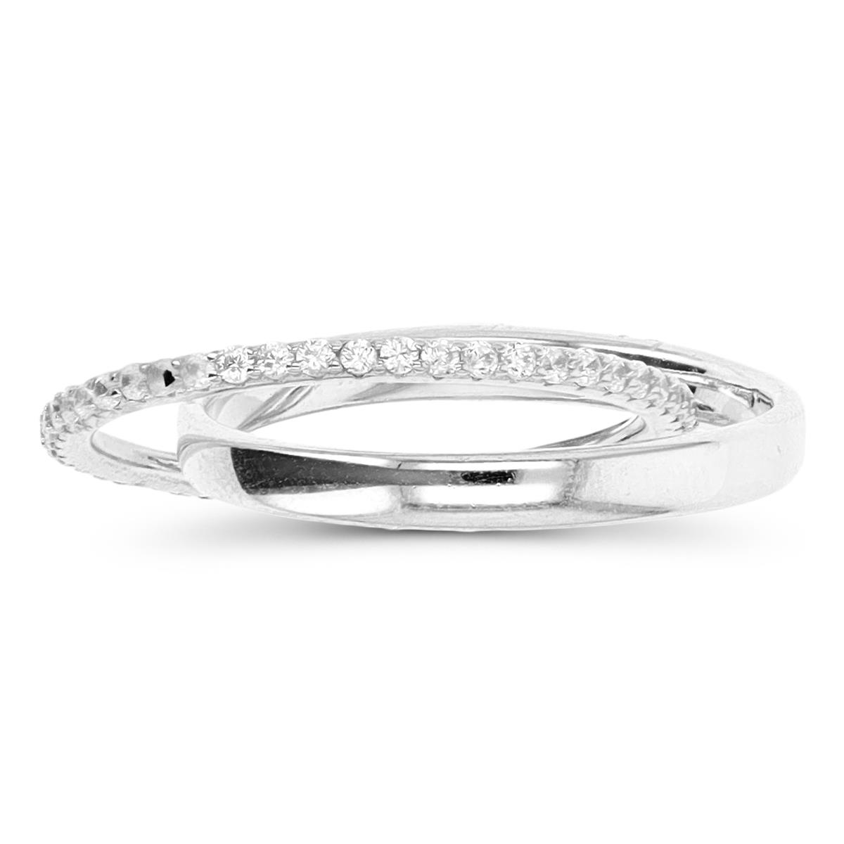 Sterling Silver Rhodium White CZ Interlocking Polished & Eternity Ring