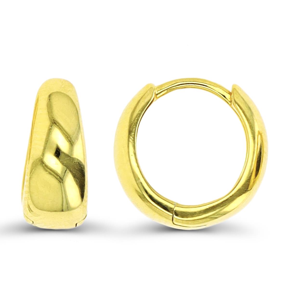 Sterling Silver Yellow Polished 12X5mm Huggie Earring