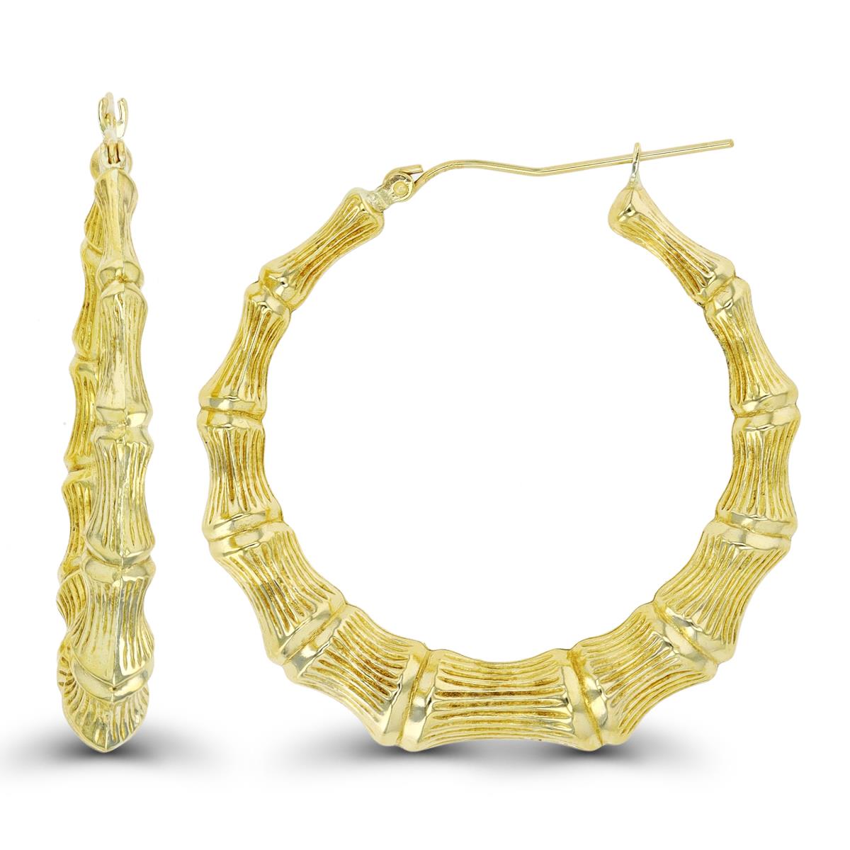 10K Yellow Gold 43x6mm Bamboo Hoop Earrings