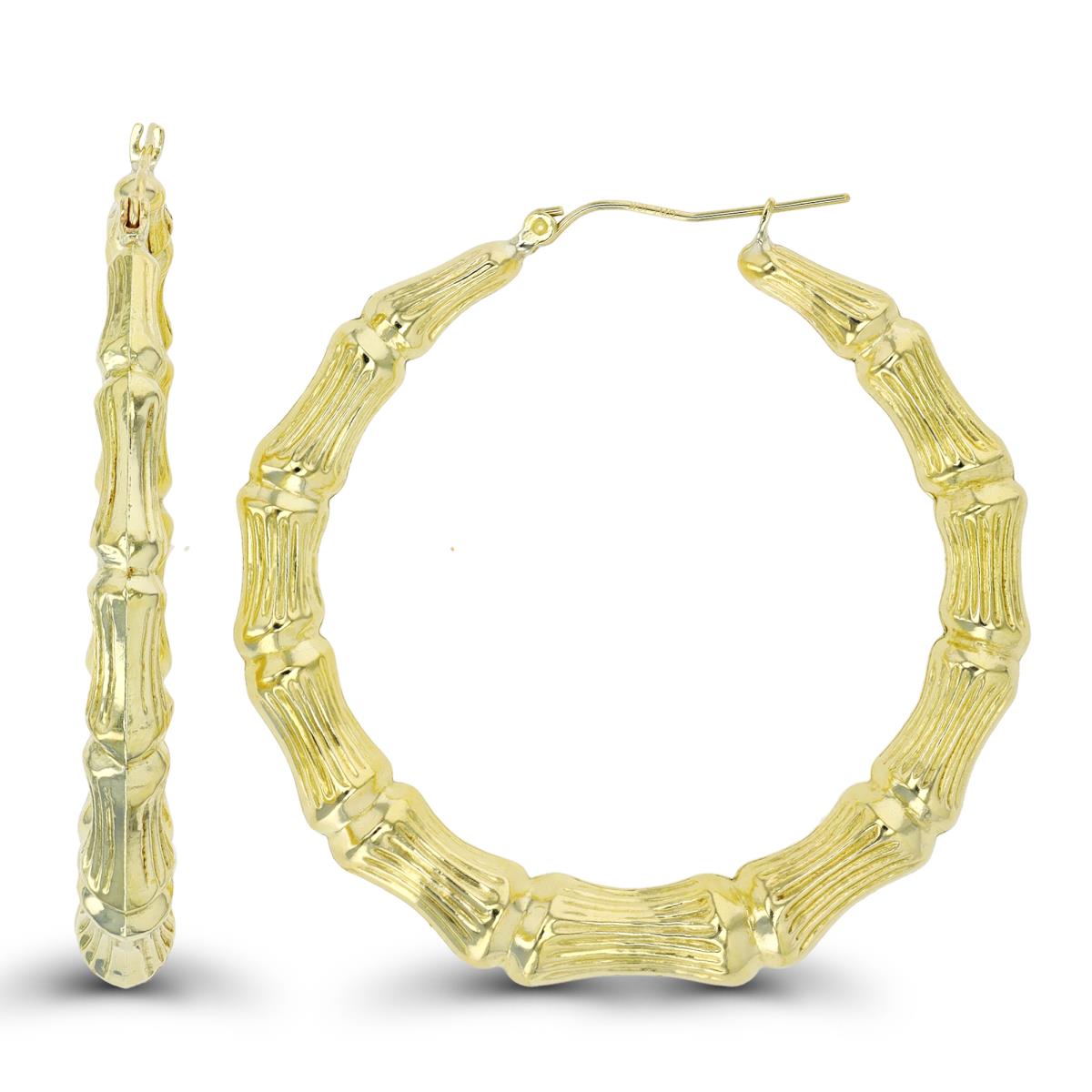 10K Yellow Gold 50x5mm Bamboo Hoop Earrings
