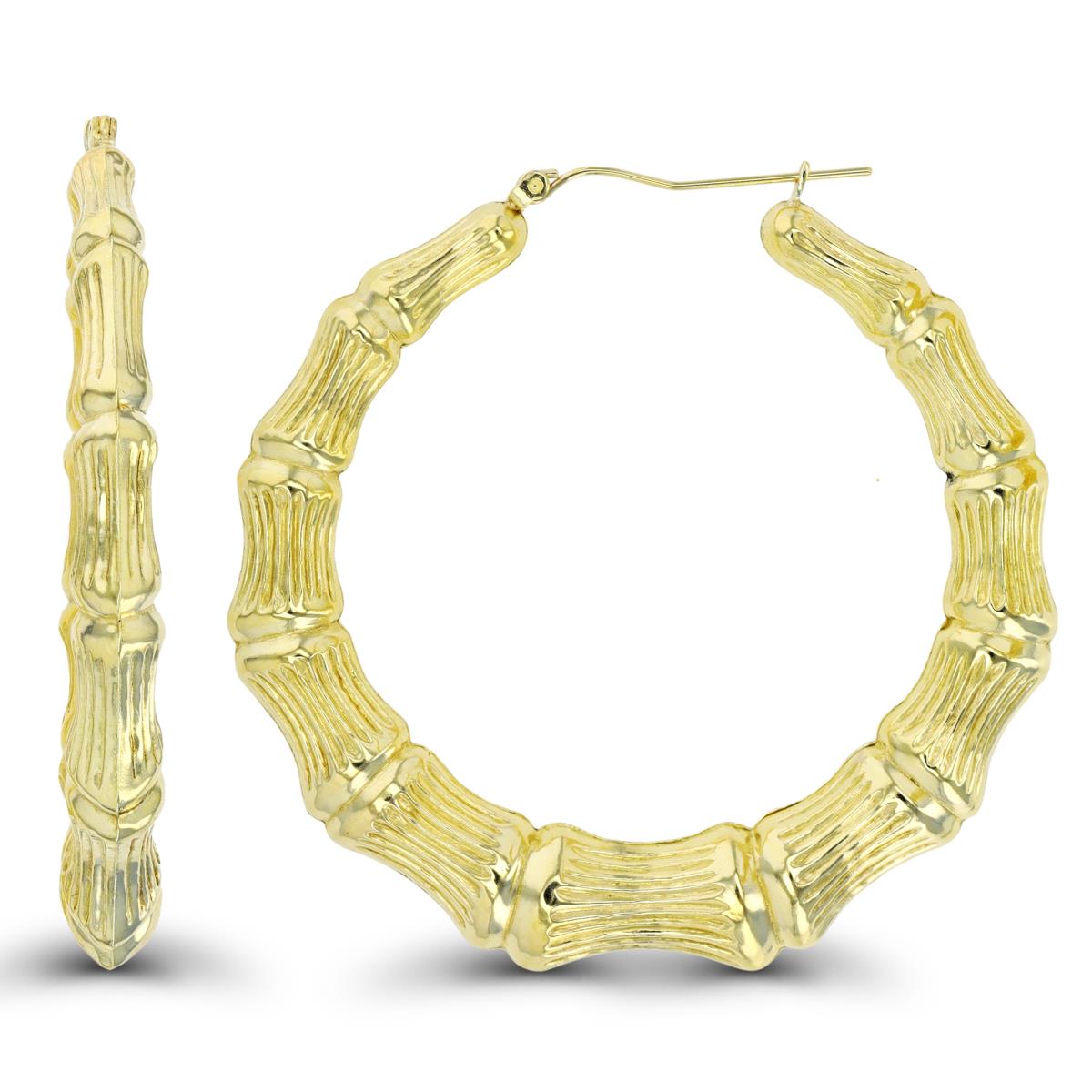10K Yellow Gold 56x5mm Bamboo Hoop Earrings