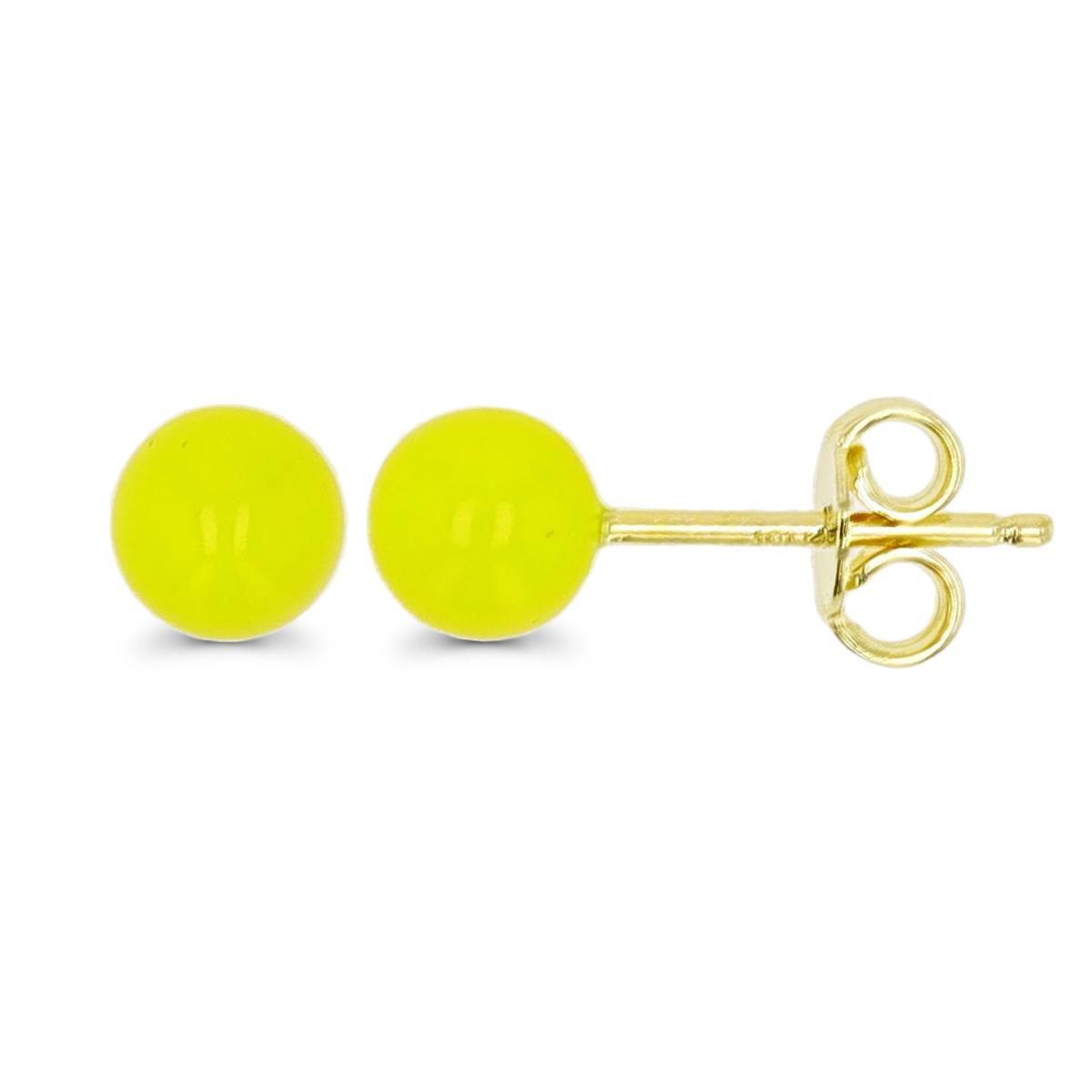 14K Yellow Gold 5mm D1 Yellow Enamel Ball Stud Earring
